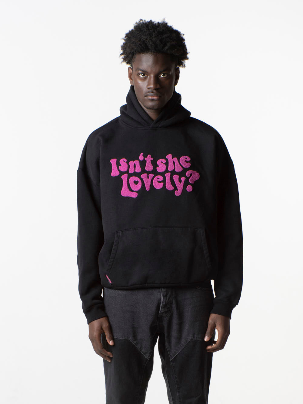 SWEETHEART HOODIE - ISN'T SHE LOVELY HOODIE - BLACK