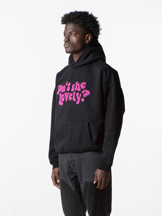 SWEETHEART HOODIE - ISN'T SHE LOVELY HOODIE - BLACK