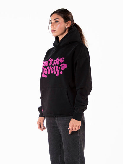 SWEETHEART HOODIE - ISN'T SHE LOVELY HOODIE - BLACK