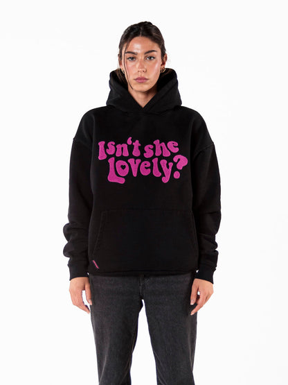 SWEETHEART HOODIE - ISN'T SHE LOVELY HOODIE - BLACK