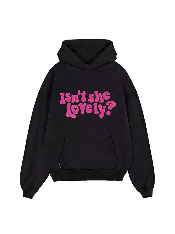 SWEETHEART HOODIE - ISN'T SHE LOVELY HOODIE - BLACK